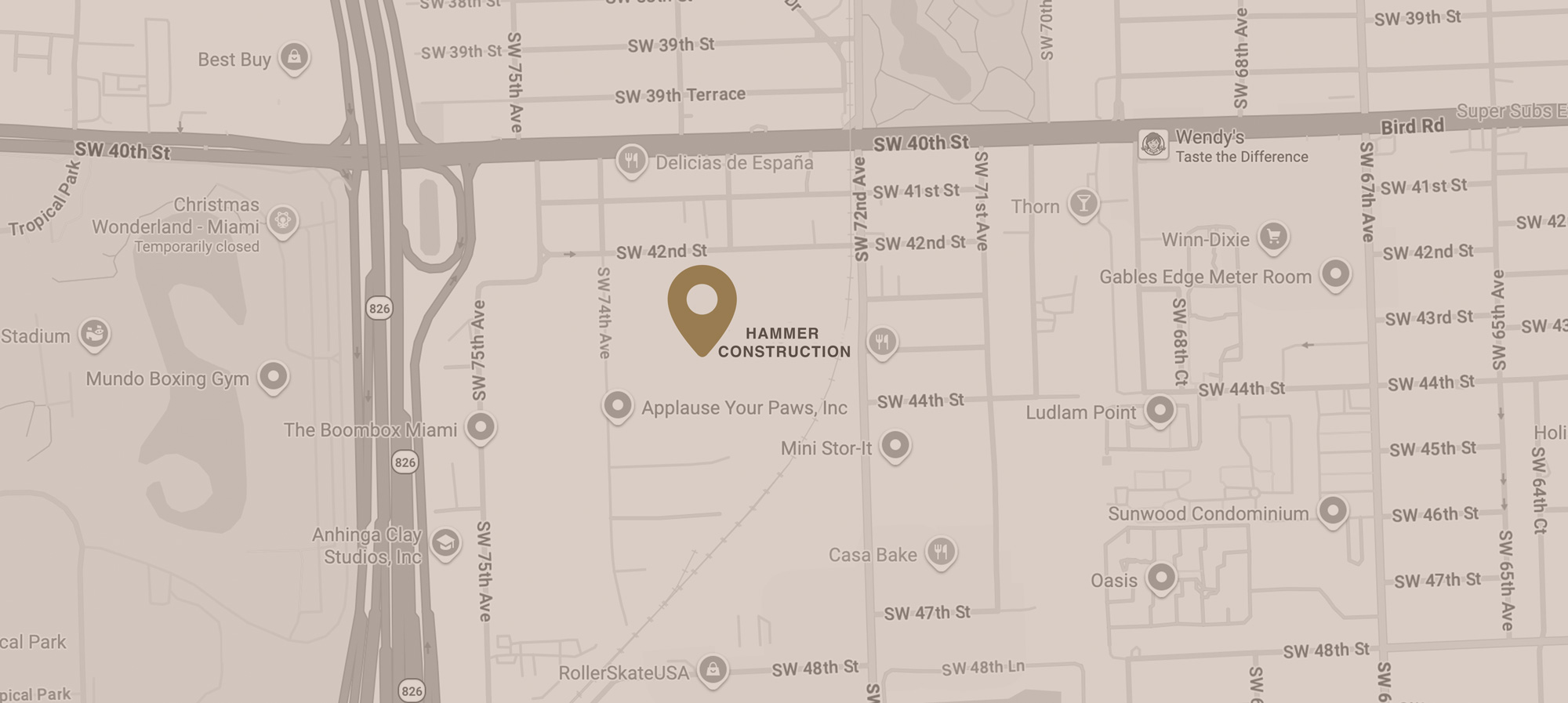 mapa HAMMER CONSTRUCTION CORP.